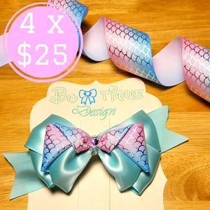 Pink and Blue scale hair bow